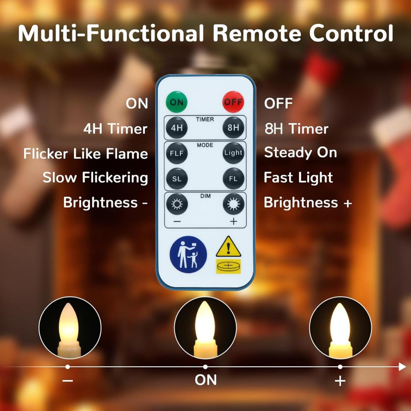 PChero Flameless Candles with Remote Timer, 7.9" Ivory Battery Operated LED Taper Dripless Floating Flickering Candles for Wedding Halloween Thanksgiving Christmas Themed Party Valentines Decorations - Image 3